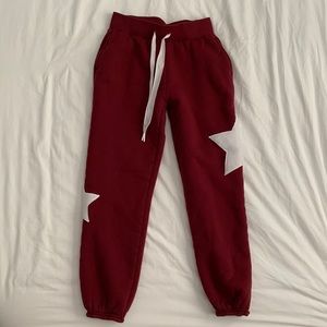 Burgundy sherpa lined jogger